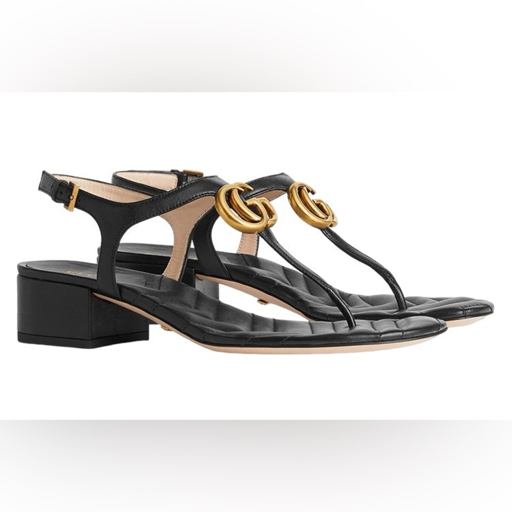 Gucci Black and Gold Sandals